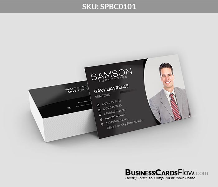 Business Cards with Profile Picture on right side of the Business Cards. Custom Text on the back side, such as a quote or a slogan.