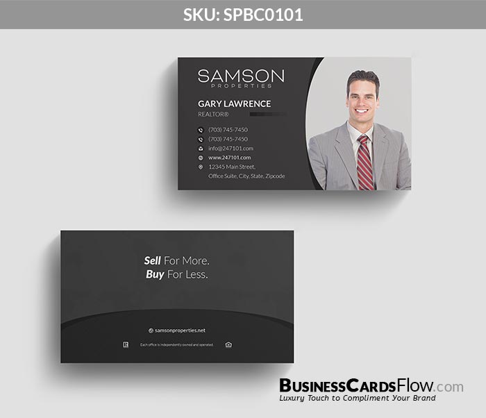 Business Cards with Profile Picture on right side of the Business Cards. Custom Text on the back side, such as a quote or a slogan.