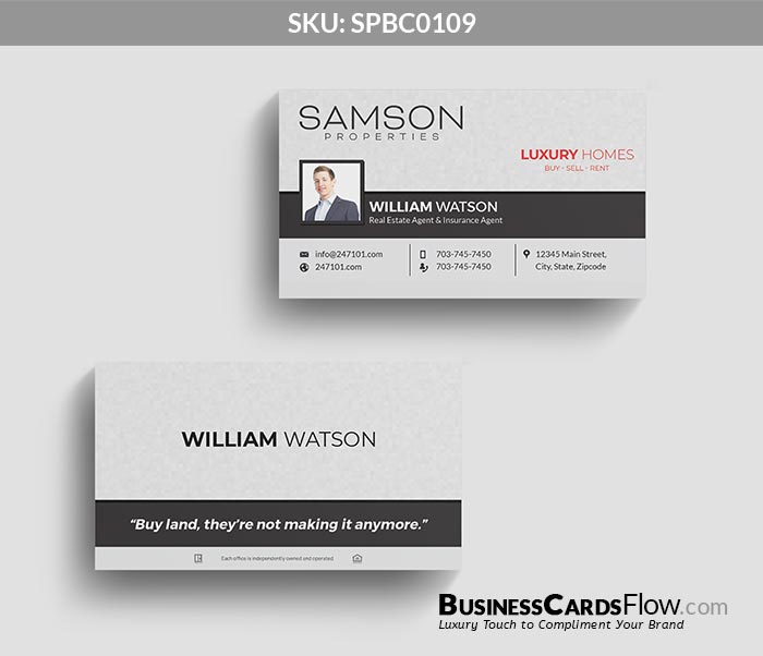 Samson Properties Business Cards SPBC0109 2 - Business Cards Flow - Choose from premium paper stocks, shapes and sizes. Custom cards, made your way. Shop Now! Custom premium business cards ship free.