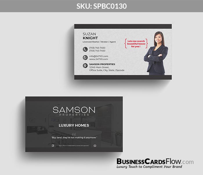 Samson Properties Business Cards SPBC0130 2 - Business Cards Flow - Choose from premium paper stocks, shapes and sizes. Custom cards, made your way. Shop Now! Custom premium business cards ship free.