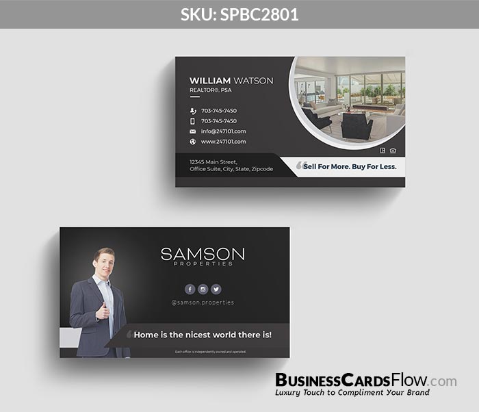 Samson Properties Business Cards SPBC2801 2 - Business Cards Flow - Choose from premium paper stocks, shapes and sizes. Custom cards, made your way. Shop Now! Custom premium business cards ship free.