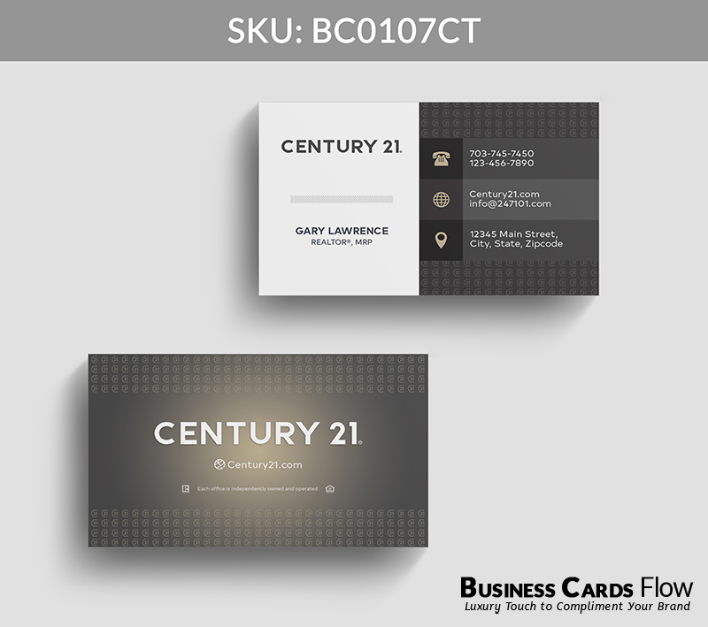 Business Cards Flow Century 21 Business Cards BC0107CT Style 22 - Choose from premium paper stocks, shapes and sizes. Custom cards, made your way. Shop Now! Custom premium business cards ship free. Century 21 Business Cards - BC0107CT Realtors Business Cards Flow for Century 21