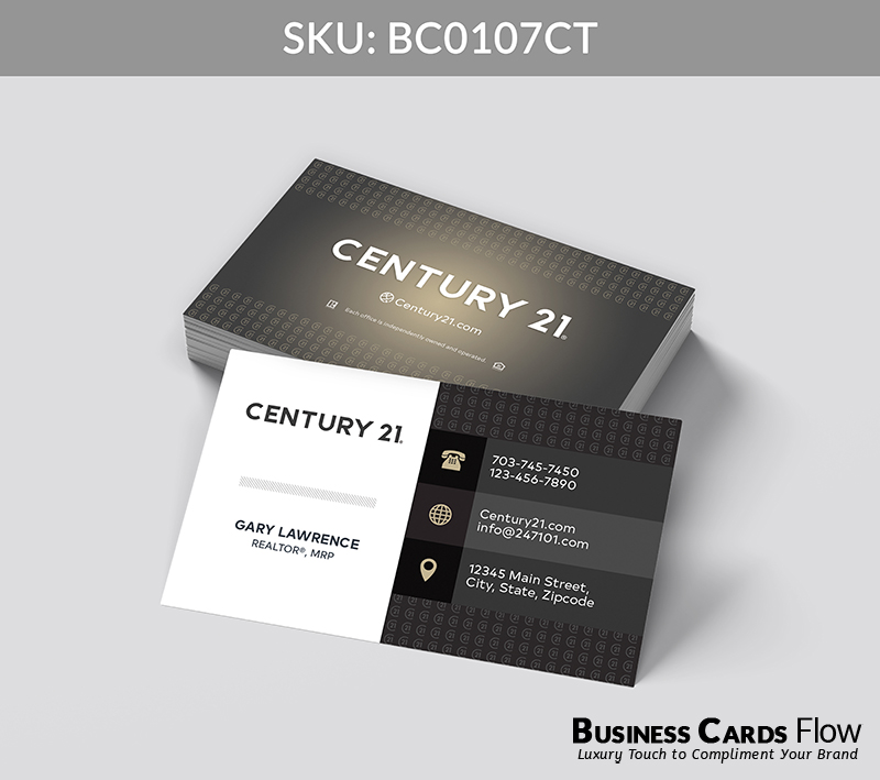 Business Cards Flow Century 21 Business Cards BC0107CT Style 24 - Choose from premium paper stocks, shapes and sizes. Custom cards, made your way. Shop Now! Custom premium business cards ship free. Century 21 Business Cards - BC0107CT Realtors Business Cards Flow for Century 21