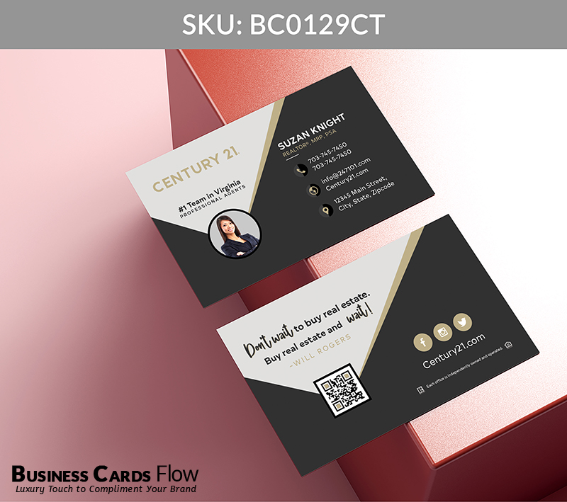 Business Cards Flow Century 21 Business Cards BC0129CT Style 5 - Choose from premium paper stocks, shapes and sizes. Custom cards, made your way. Shop Now! Custom premium business cards ship free. Century 21 Business Cards - BC0129CT Realtors Business Cards Flow for Century 21