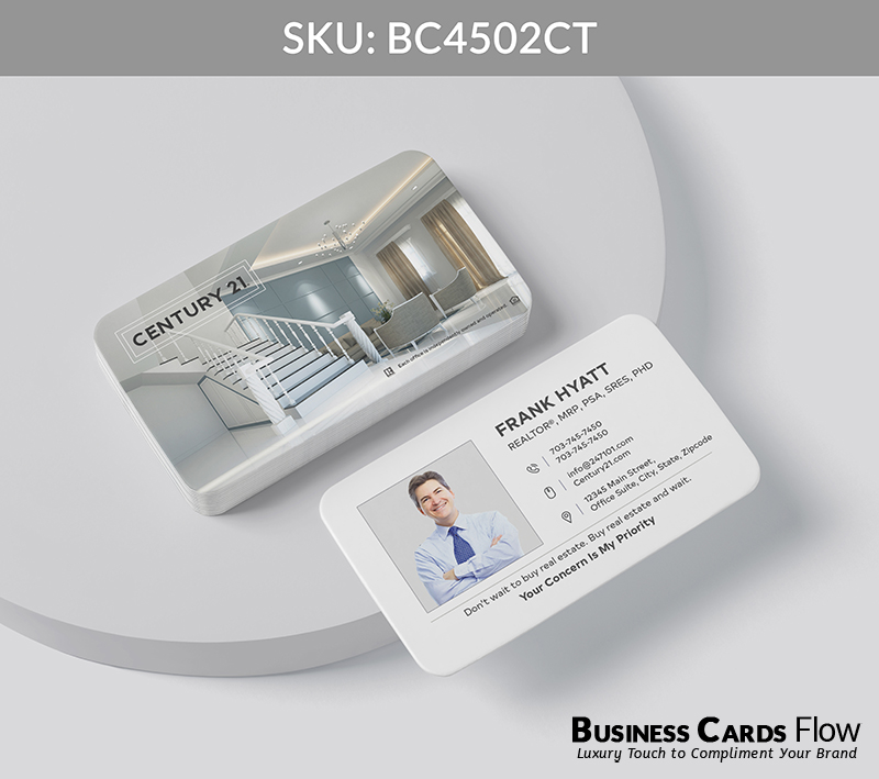 Business Cards Flow Century 21 Business Cards BC4502CT Style 20 - Choose from premium paper stocks, shapes and sizes. Custom cards, made your way. Shop Now! Custom premium business cards ship free. Century 21 Business Cards - BC4502CT Realtors Business Cards Flow for Century 21