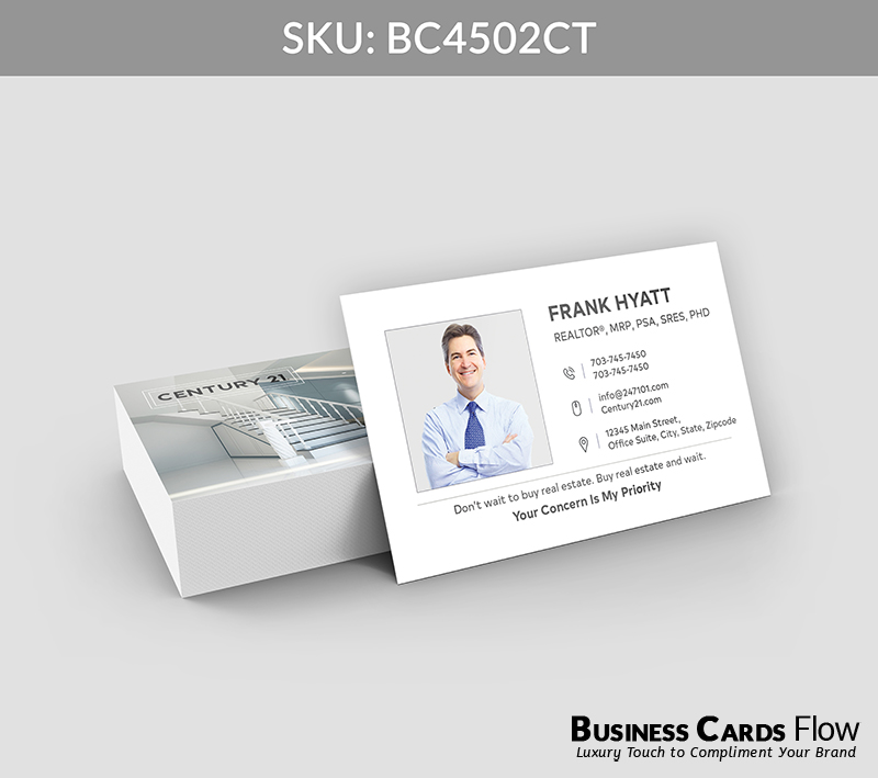 Business Cards Flow Century 21 Business Cards BC4502CT Style 21 - Choose from premium paper stocks, shapes and sizes. Custom cards, made your way. Shop Now! Custom premium business cards ship free. Century 21 Business Cards - BC4502CT Realtors Business Cards Flow for Century 21
