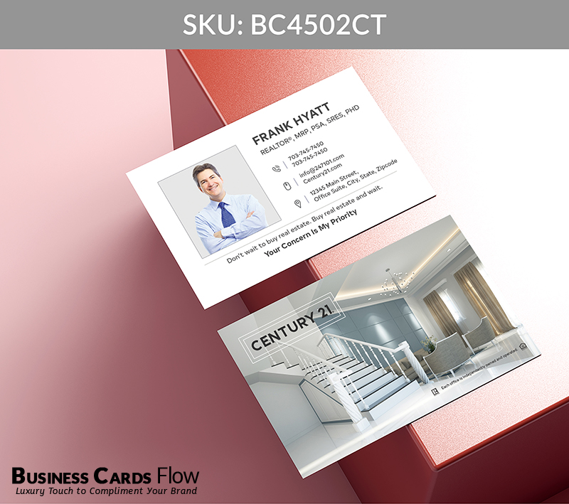 Business Cards Flow Century 21 Business Cards BC4502CT Style 5 - Choose from premium paper stocks, shapes and sizes. Custom cards, made your way. Shop Now! Custom premium business cards ship free. Century 21 Business Cards - BC4502CT Realtors Business Cards Flow for Century 21