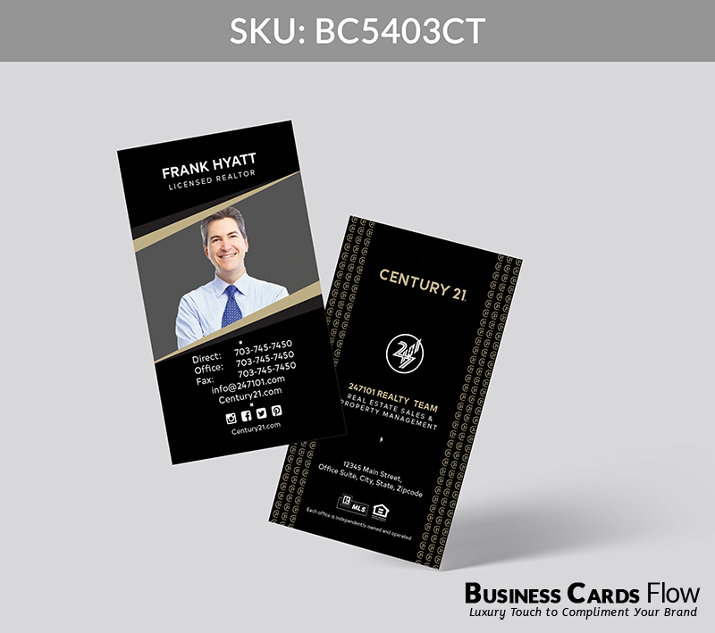 Business Cards Flow Century 21 Business Cards BC5403CT Style 30 - Choose from premium paper stocks, shapes and sizes. Custom cards, made your way. Shop Now! Custom premium business cards ship free. Century 21 Business Cards - BC5403CT Realtors Business Cards Flow for Century 21