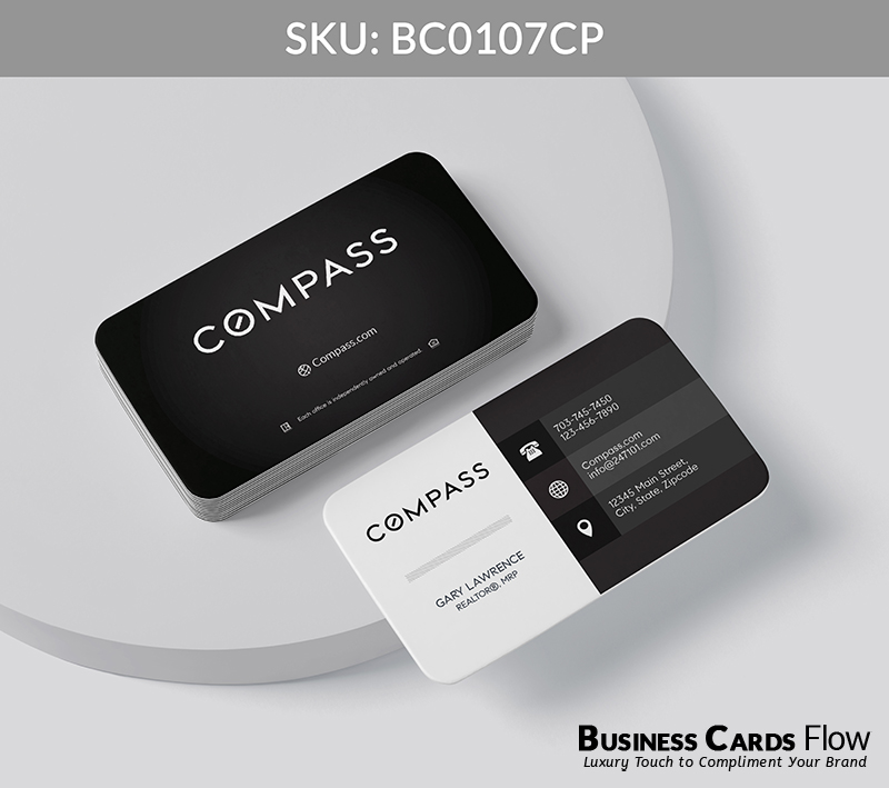 Business Cards Flow Compass Business Cards BC0107CP Style 20 - Choose from premium paper stocks, shapes and sizes. Custom cards, made your way. Shop Now! Custom premium business cards ship free. Compass Business Cards - BC0107CP Realtors Business Cards Flow for Compass