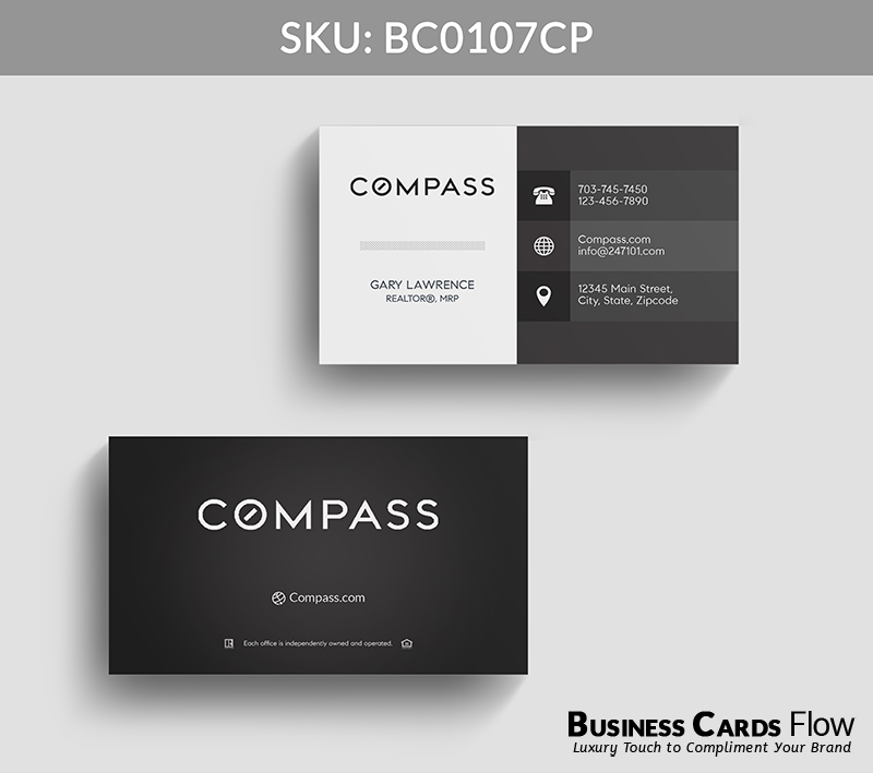 Business Cards Flow Compass Business Cards BC0107CP Style 22 - Choose from premium paper stocks, shapes and sizes. Custom cards, made your way. Shop Now! Custom premium business cards ship free. Compass Business Cards - BC0107CP Realtors Business Cards Flow for Compass