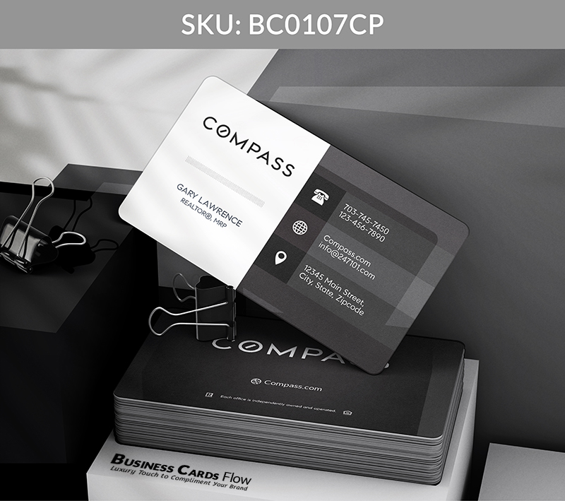 Business Cards Flow Compass Business Cards BC0107CP Style 8 - Choose from premium paper stocks, shapes and sizes. Custom cards, made your way. Shop Now! Custom premium business cards ship free. Compass Business Cards - BC0107CP Realtors Business Cards Flow for Compass