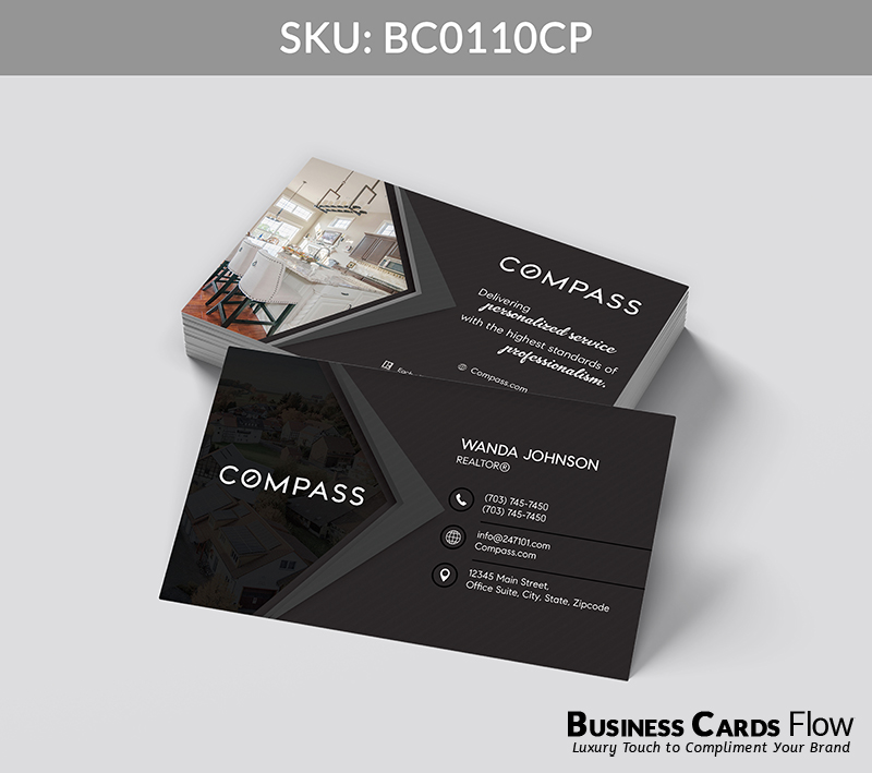 Business Cards Flow Compass Business Cards BC0110CP Style 24 - Choose from premium paper stocks, shapes and sizes. Custom cards, made your way. Shop Now! Custom premium business cards ship free. Compass Business Cards - BC0110CP Realtors Business Cards Flow for Compass