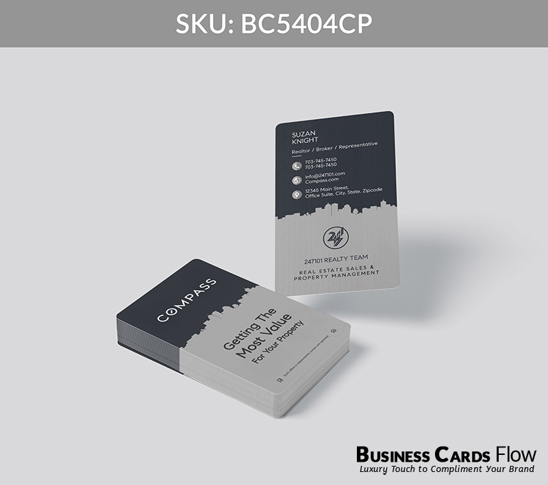 Business Cards Flow Compass Business Cards BC5404CP Style 26 - Choose from premium paper stocks, shapes and sizes. Custom cards, made your way. Shop Now! Custom premium business cards ship free. Compass Business Cards - BC5404CP Realtors Business Cards Flow for Compass