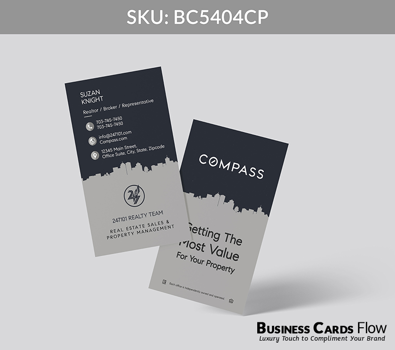 Business Cards Flow Compass Business Cards BC5404CP Style 30 - Choose from premium paper stocks, shapes and sizes. Custom cards, made your way. Shop Now! Custom premium business cards ship free. Compass Business Cards - BC5404CP Realtors Business Cards Flow for Compass