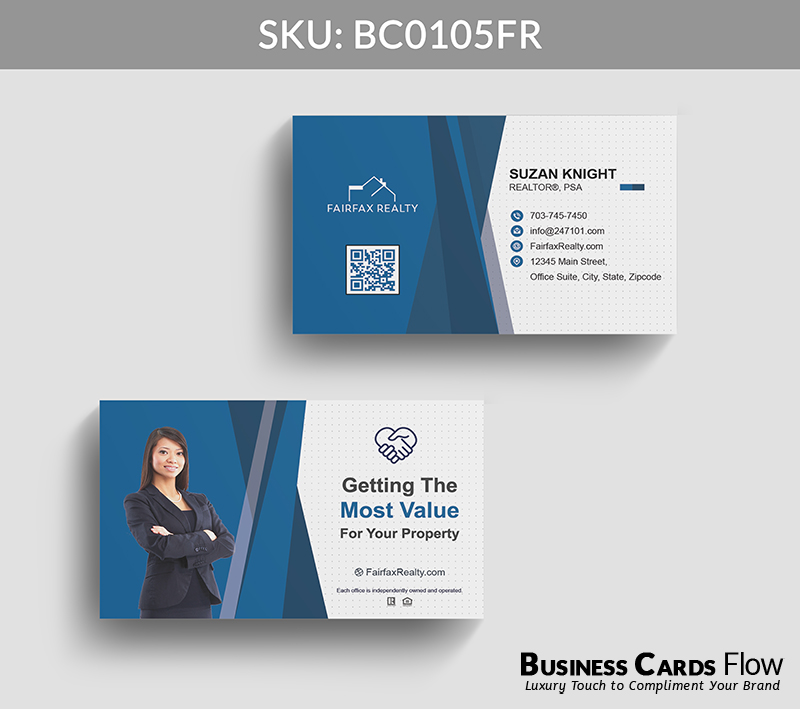 Business Cards Flow Fairfax Realty Business Cards BC0105FR Style 22 - Choose from premium paper stocks, shapes and sizes. Custom cards, made your way. Shop Now! Custom premium business cards ship free. Fairfax Realty Business Cards - BC0105FR Realtors Business Cards Flow for Fairfax Realty
