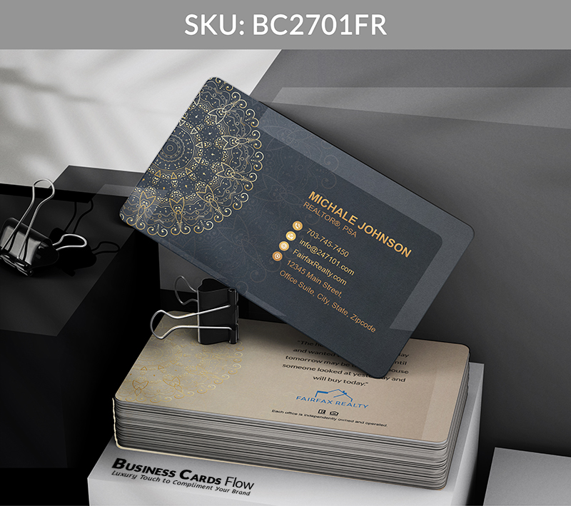 Business Cards Flow Fairfax Realty Business Cards BC2701FR Style 8 - Choose from premium paper stocks, shapes and sizes. Custom cards, made your way. Shop Now! Custom premium business cards ship free. Fairfax Realty Business Cards - BC2701FR Realtors Business Cards Flow for Fairfax Realty