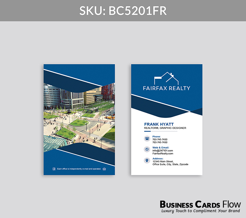 Business Cards Flow Fairfax Realty Business Cards BC5201FR Style 28 - Choose from premium paper stocks, shapes and sizes. Custom cards, made your way. Shop Now! Custom premium business cards ship free. Fairfax Realty Business Cards - BC5201FR Realtors Business Cards Flow for Fairfax Realty