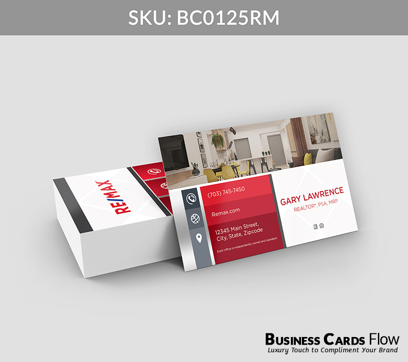Business Cards Flow Remax Business Cards BC0125RM Style 21 - Choose from premium paper stocks, shapes and sizes. Custom cards, made your way. Shop Now! Custom premium business cards ship free. REMAX Business Cards - BC0125RM Realtors Business Cards Flow for REMAX