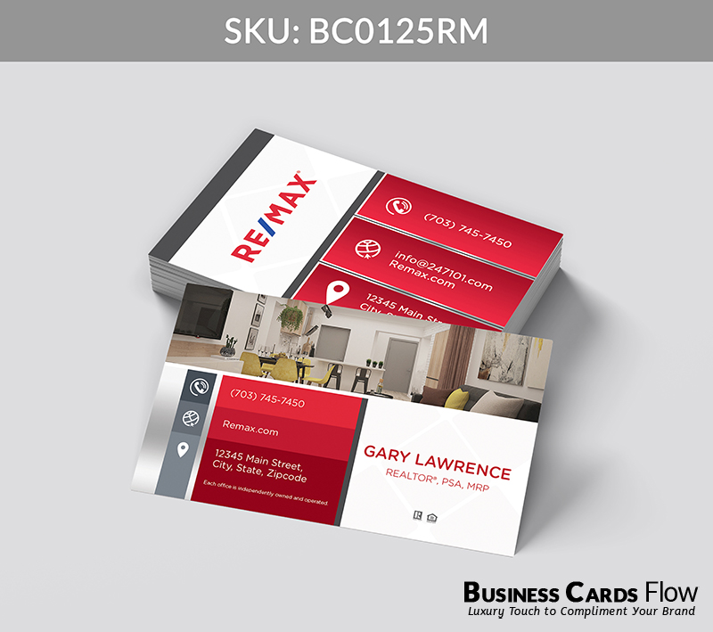 Business Cards Flow Remax Business Cards BC0125RM Style 24 - Choose from premium paper stocks, shapes and sizes. Custom cards, made your way. Shop Now! Custom premium business cards ship free. REMAX Business Cards - BC0125RM Realtors Business Cards Flow for REMAX