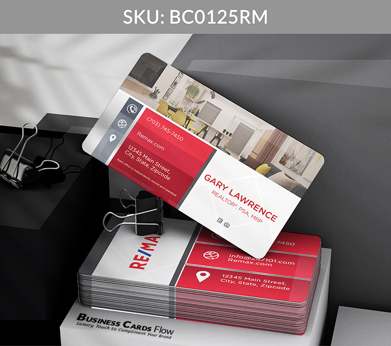 Business Cards Flow Remax Business Cards BC0125RM Style 8 - Choose from premium paper stocks, shapes and sizes. Custom cards, made your way. Shop Now! Custom premium business cards ship free. REMAX Business Cards - BC0125RM Realtors Business Cards Flow for REMAX