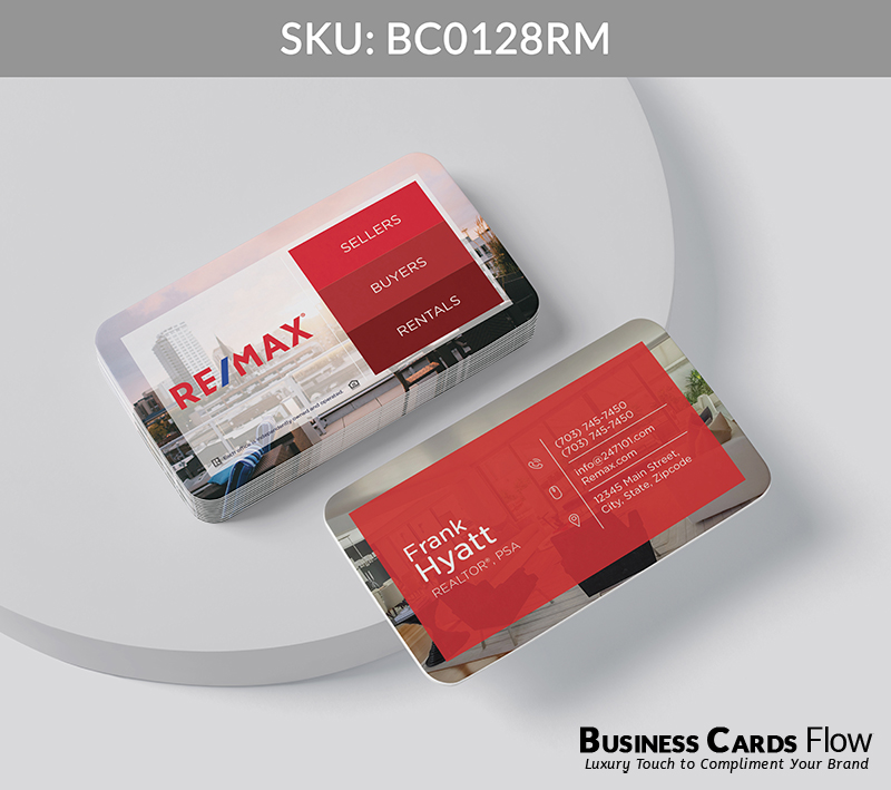 Business Cards Flow Remax Business Cards BC0128RM Style 20 - Choose from premium paper stocks, shapes and sizes. Custom cards, made your way. Shop Now! Custom premium business cards ship free. REMAX Business Cards - BC0128RM Realtors Business Cards Flow for REMAX