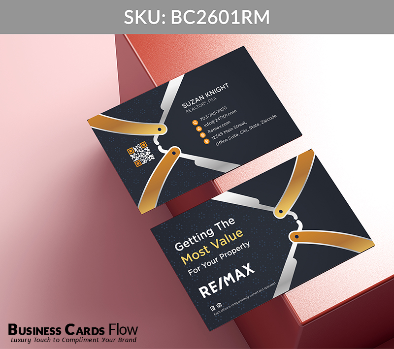 Business Cards Flow Remax Business Cards BC2601RM Style 5 - Choose from premium paper stocks, shapes and sizes. Custom cards, made your way. Shop Now! Custom premium business cards ship free. REMAX Business Cards - BC2601RM Realtors Business Cards Flow for REMAX