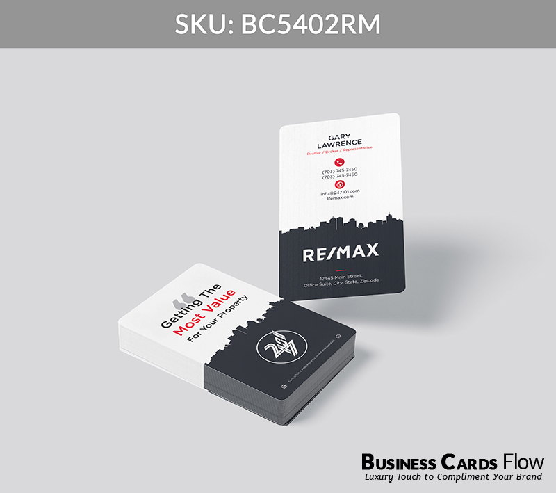 Business Cards Flow Remax Business Cards BC5402RM Style 26 - Choose from premium paper stocks, shapes and sizes. Custom cards, made your way. Shop Now! Custom premium business cards ship free. REMAX Business Cards - BC5402RM Realtors Business Cards Flow for REMAX