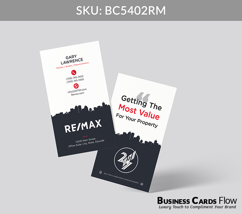 Business Cards Flow Remax Business Cards BC5402RM Style 30 - Choose from premium paper stocks, shapes and sizes. Custom cards, made your way. Shop Now! Custom premium business cards ship free. REMAX Business Cards - BC5402RM Realtors Business Cards Flow for REMAX