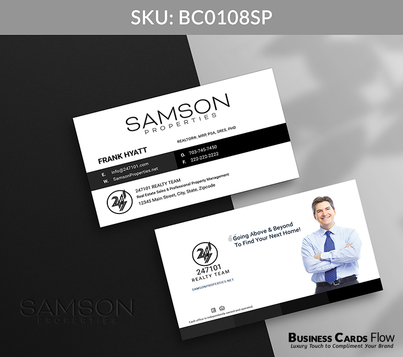 Business Cards Flow Samson Properties Business Cards BC0108SP Style 12 - Choose from premium paper stocks, shapes and sizes. Custom cards, made your way. Shop Now! Custom premium business cards ship free. Samson Properties Business Cards - BC0108SP Realtors Business Cards Flow for Samson Properties
