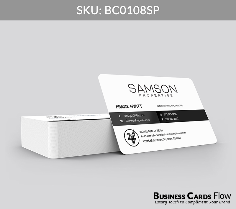 Business Cards Flow Samson Properties Business Cards BC0108SP Style 2 - Choose from premium paper stocks, shapes and sizes. Custom cards, made your way. Shop Now! Custom premium business cards ship free. Samson Properties Business Cards - BC0108SP Realtors Business Cards Flow for Samson Properties