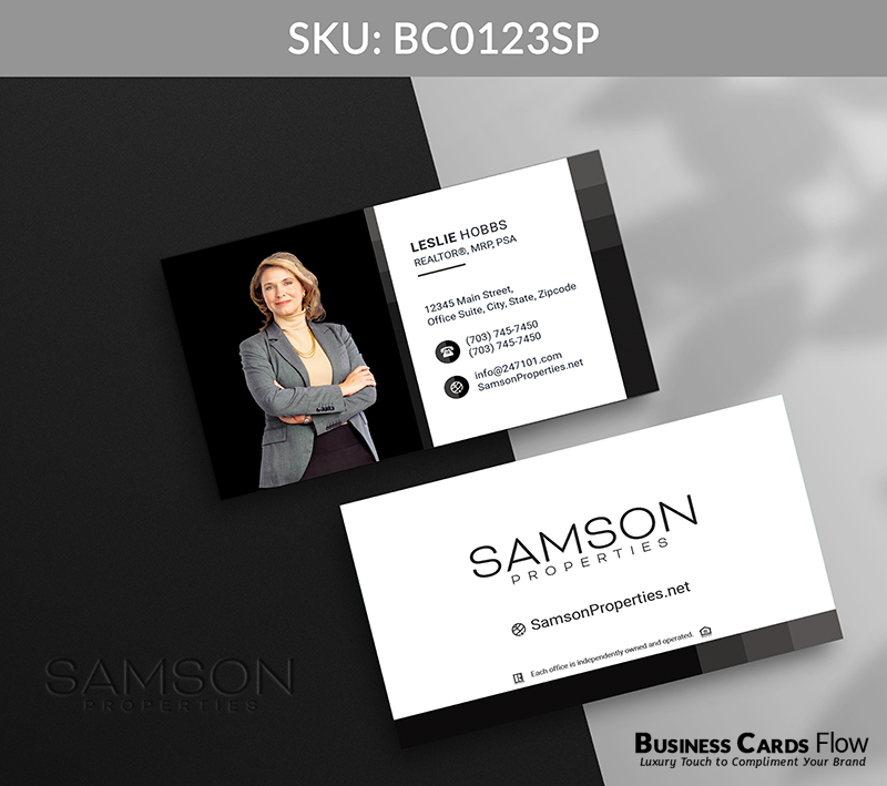 Business Cards Flow Samson Properties Business Cards BC0123SP Style 12 - Choose from premium paper stocks, shapes and sizes. Custom cards, made your way. Shop Now! Custom premium business cards ship free. Samson Properties Business Cards - BC0123SP Realtors Business Cards Flow for Samson Properties
