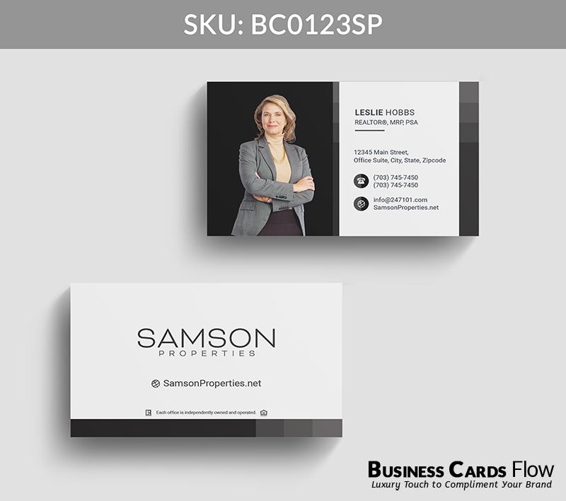 Business Cards Flow Samson Properties Business Cards BC0123SP Style 22 - Choose from premium paper stocks, shapes and sizes. Custom cards, made your way. Shop Now! Custom premium business cards ship free. Samson Properties Business Cards - BC0123SP Realtors Business Cards Flow for Samson Properties