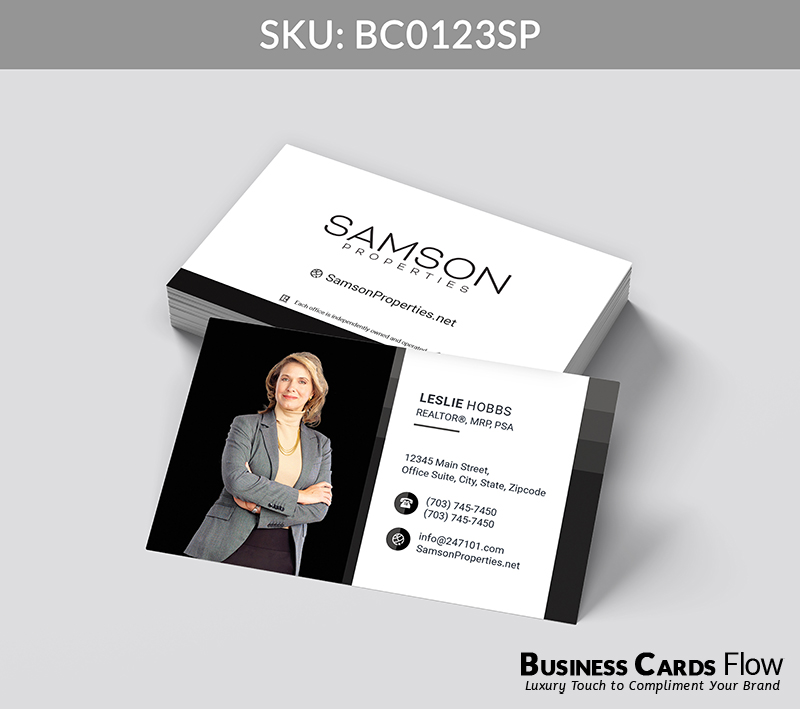 Business Cards Flow Samson Properties Business Cards BC0123SP Style 24 - Choose from premium paper stocks, shapes and sizes. Custom cards, made your way. Shop Now! Custom premium business cards ship free. Samson Properties Business Cards - BC0123SP Realtors Business Cards Flow for Samson Properties