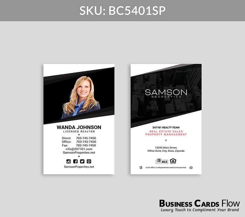 Business Cards Flow Samson Properties Business Cards BC5401SP Style 28 - Choose from premium paper stocks, shapes and sizes. Custom cards, made your way. Shop Now! Custom premium business cards ship free. Samson Properties Business Cards - BC5401SP Realtors Business Cards Flow for Samson Properties