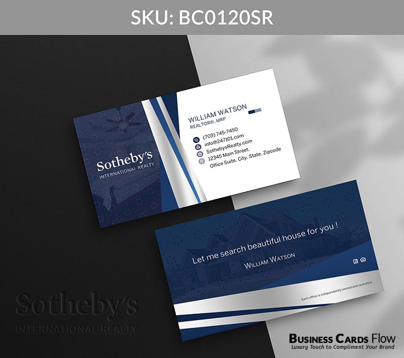 Business Cards Flow Sotheby Realty Business Cards BC0120SR Style 12 - Choose from premium paper stocks, shapes and sizes. Custom cards, made your way. Shop Now! Custom premium business cards ship free. Sotheby’s International Realty Business Cards - BC0120SR Realtors Business Cards Flow for Sotheby's Realty