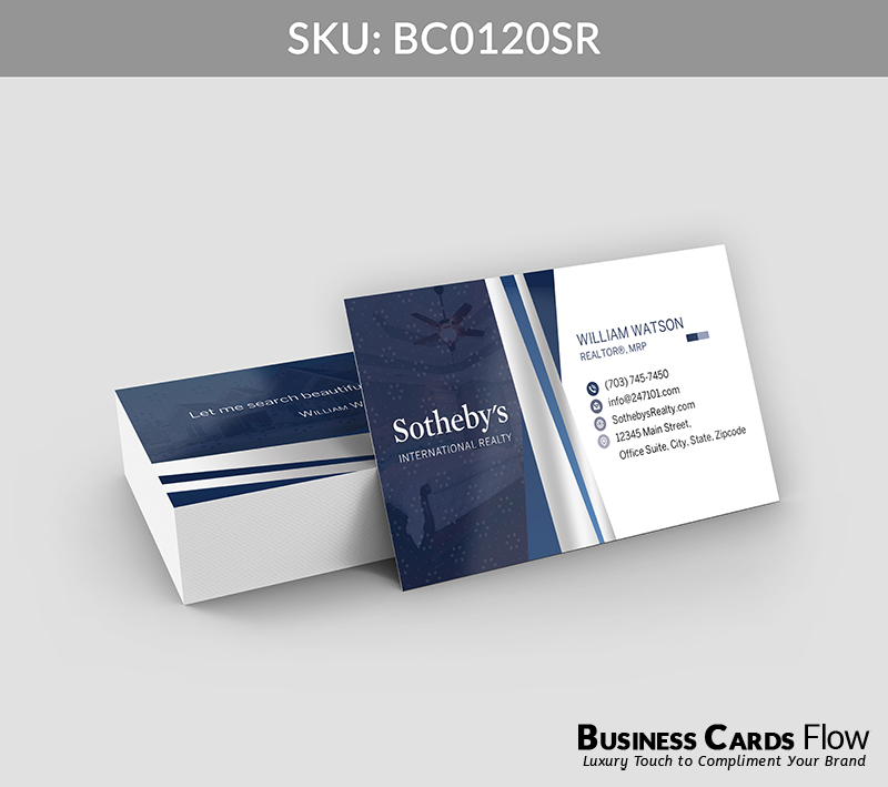 Business Cards Flow Sotheby Realty Business Cards BC0120SR Style 21 - Choose from premium paper stocks, shapes and sizes. Custom cards, made your way. Shop Now! Custom premium business cards ship free. Sotheby’s International Realty Business Cards - BC0120SR Realtors Business Cards Flow for Sotheby's Realty