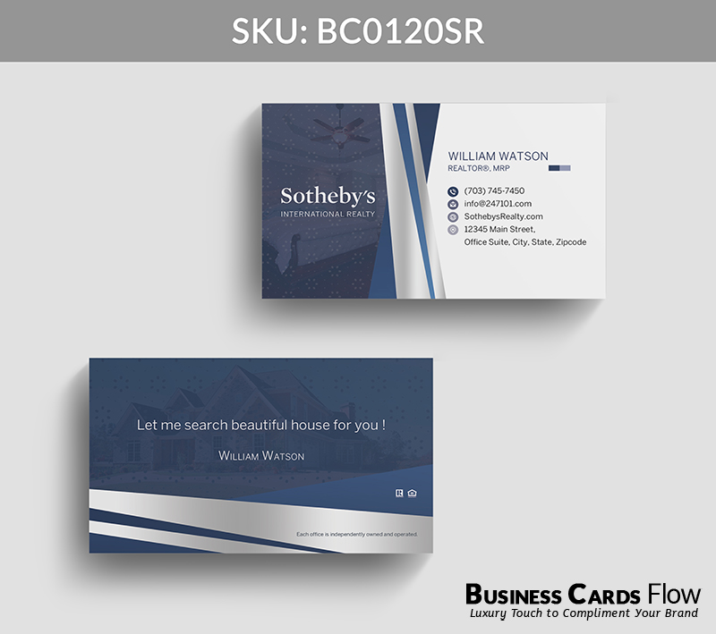Business Cards Flow Sotheby Realty Business Cards BC0120SR Style 22 - Choose from premium paper stocks, shapes and sizes. Custom cards, made your way. Shop Now! Custom premium business cards ship free. Sotheby’s International Realty Business Cards - BC0120SR Realtors Business Cards Flow for Sotheby's Realty