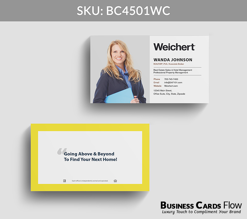 Business Cards Flow Weichert Business Cards BC4501WC Style 22 - Choose from premium paper stocks, shapes and sizes. Custom cards, made your way. Shop Now! Custom premium business cards ship free. Weichert Business Cards - BC4501WC Realtors Business Cards Flow for Weichert