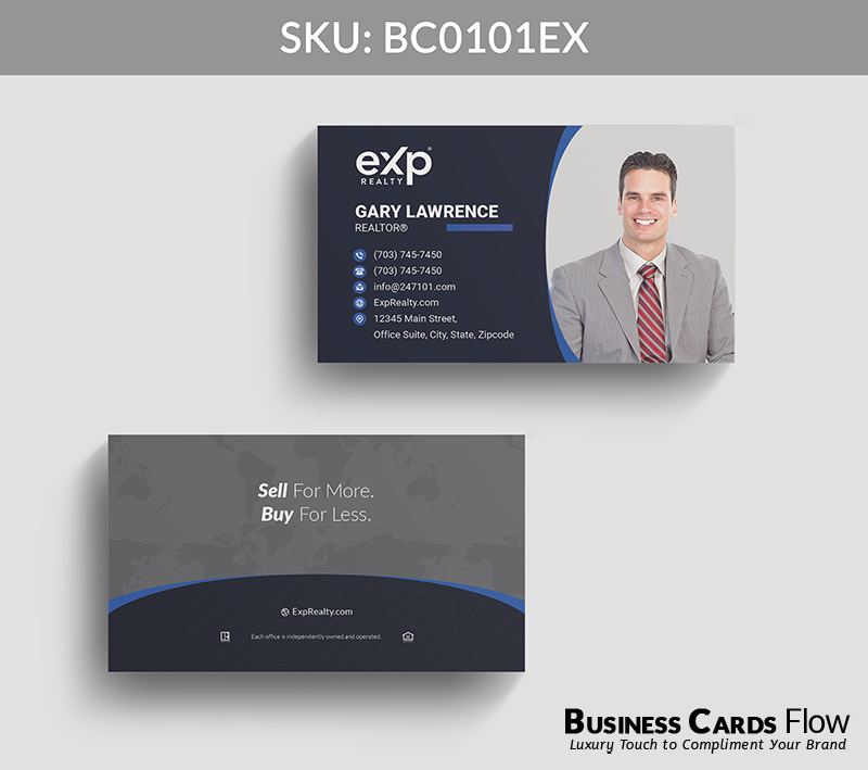 Business Cards Flow eXp Realty Business Cards BC0101EX Style 22 - Choose from premium paper stocks, shapes and sizes. Custom cards, made your way. Shop Now! Custom premium business cards ship free. eXp Realty Business Cards - BC0101EX Realtors Business Cards Flow for eXp Realty