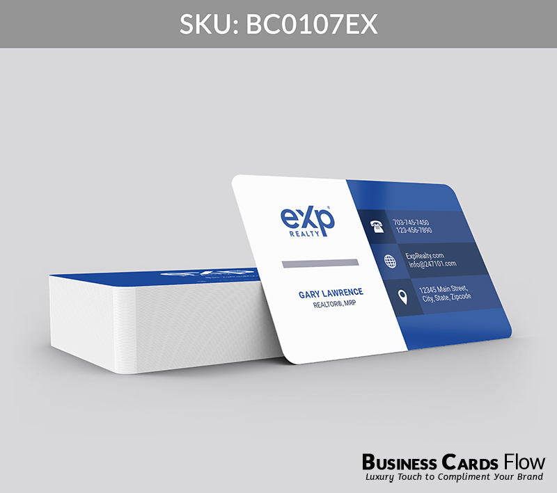 Business Cards Flow eXp Realty Business Cards BC0107EX Style 2 - Choose from premium paper stocks, shapes and sizes. Custom cards, made your way. Shop Now! Custom premium business cards ship free. eXp Realty Business Cards - BC0107EX Realtors Business Cards Flow for eXp Realty