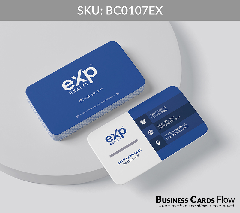 Business Cards Flow eXp Realty Business Cards BC0107EX Style 20 - Choose from premium paper stocks, shapes and sizes. Custom cards, made your way. Shop Now! Custom premium business cards ship free. eXp Realty Business Cards - BC0107EX Realtors Business Cards Flow for eXp Realty