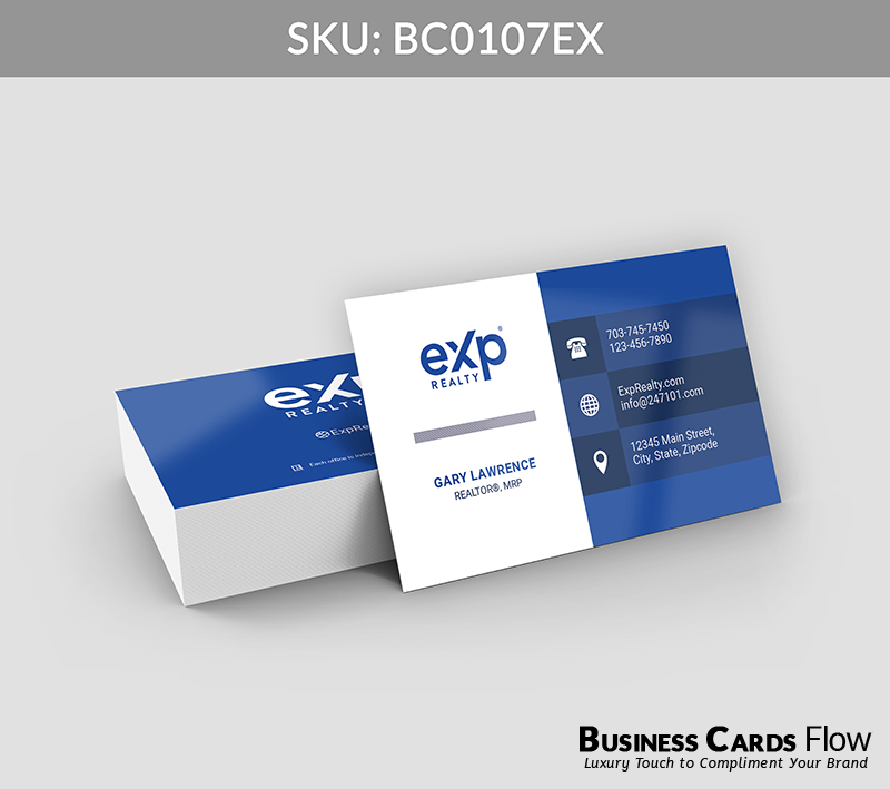 Business Cards Flow eXp Realty Business Cards BC0107EX Style 21 - Choose from premium paper stocks, shapes and sizes. Custom cards, made your way. Shop Now! Custom premium business cards ship free. eXp Realty Business Cards - BC0107EX Realtors Business Cards Flow for eXp Realty