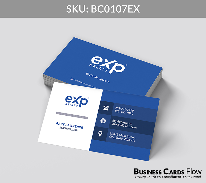 Business Cards Flow eXp Realty Business Cards BC0107EX Style 24 - Choose from premium paper stocks, shapes and sizes. Custom cards, made your way. Shop Now! Custom premium business cards ship free. eXp Realty Business Cards - BC0107EX Realtors Business Cards Flow for eXp Realty