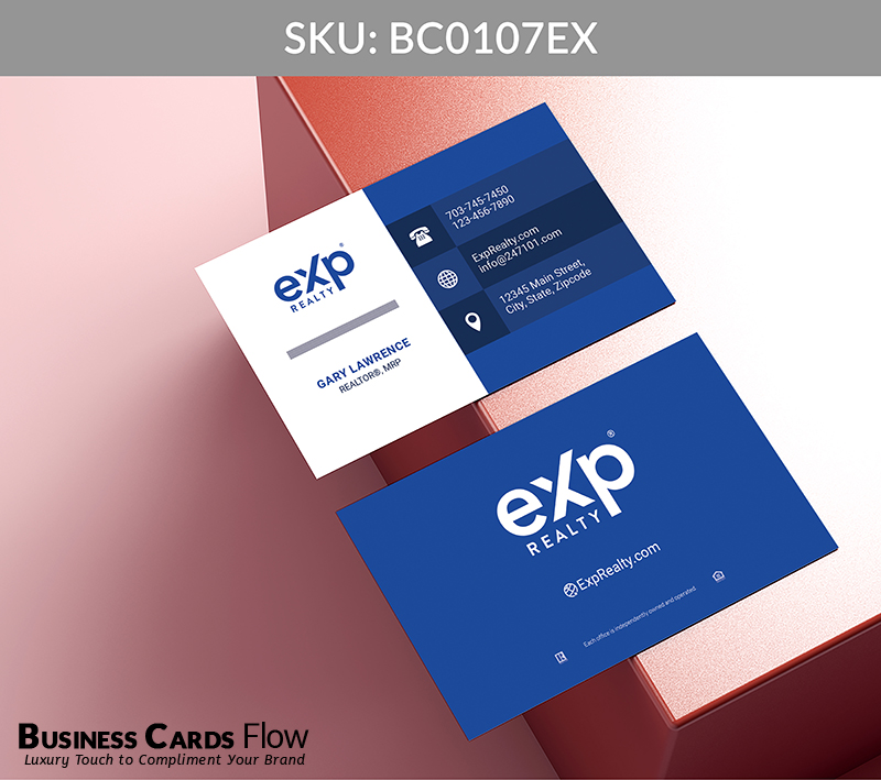 Business Cards Flow eXp Realty Business Cards BC0107EX Style 5 - Choose from premium paper stocks, shapes and sizes. Custom cards, made your way. Shop Now! Custom premium business cards ship free. eXp Realty Business Cards - BC0107EX Realtors Business Cards Flow for eXp Realty