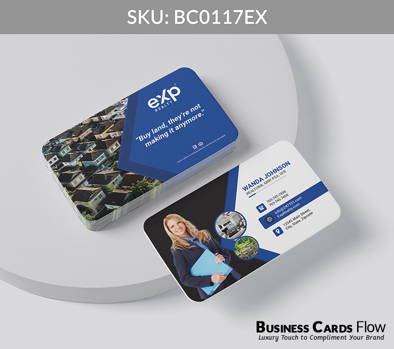 Business Cards Flow eXp Realty Business Cards BC0117EX Style 20 - Choose from premium paper stocks, shapes and sizes. Custom cards, made your way. Shop Now! Custom premium business cards ship free. eXp Realty Business Cards - BC0117EX Realtors Business Cards Flow for eXp Realty
