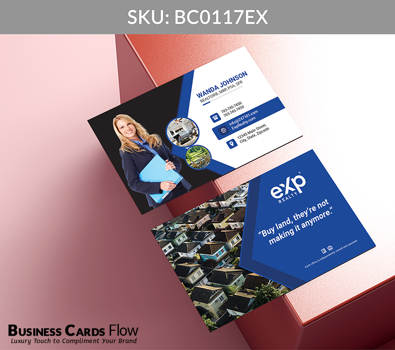 Business Cards Flow eXp Realty Business Cards BC0117EX Style 5 - Choose from premium paper stocks, shapes and sizes. Custom cards, made your way. Shop Now! Custom premium business cards ship free. eXp Realty Business Cards - BC0117EX Realtors Business Cards Flow for eXp Realty