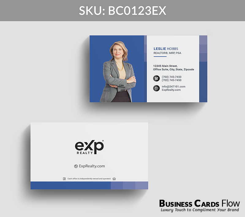 Business Cards Flow eXp Realty Business Cards BC0123EX Style 22 - Choose from premium paper stocks, shapes and sizes. Custom cards, made your way. Shop Now! Custom premium business cards ship free. eXp Realty Business Cards - BC0123EX Realtors Business Cards Flow for eXp Realty