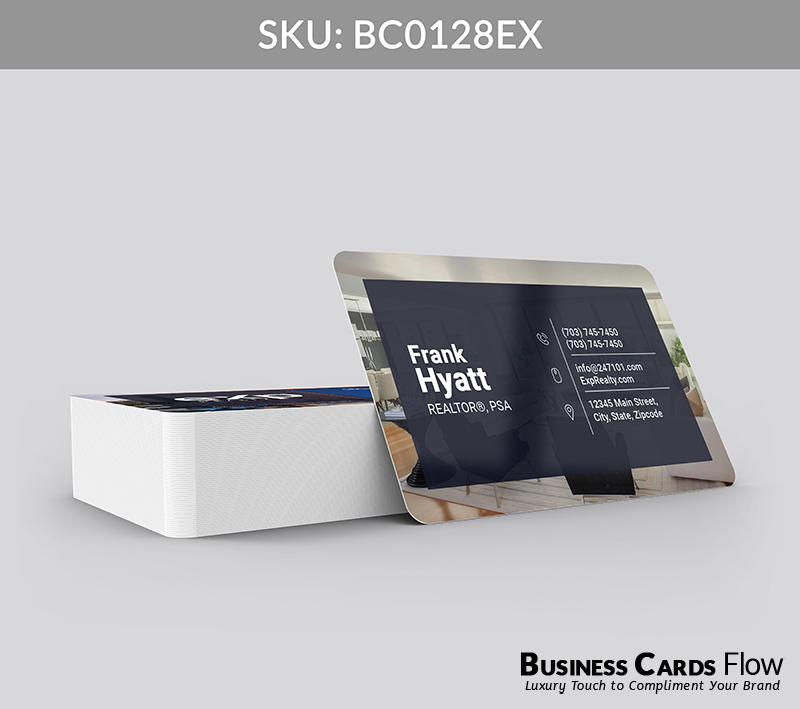 Business Cards Flow eXp Realty Business Cards BC0128EX Style 2 - Choose from premium paper stocks, shapes and sizes. Custom cards, made your way. Shop Now! Custom premium business cards ship free. eXp Realty Business Cards - BC0128EX Realtors Business Cards Flow for eXp Realty