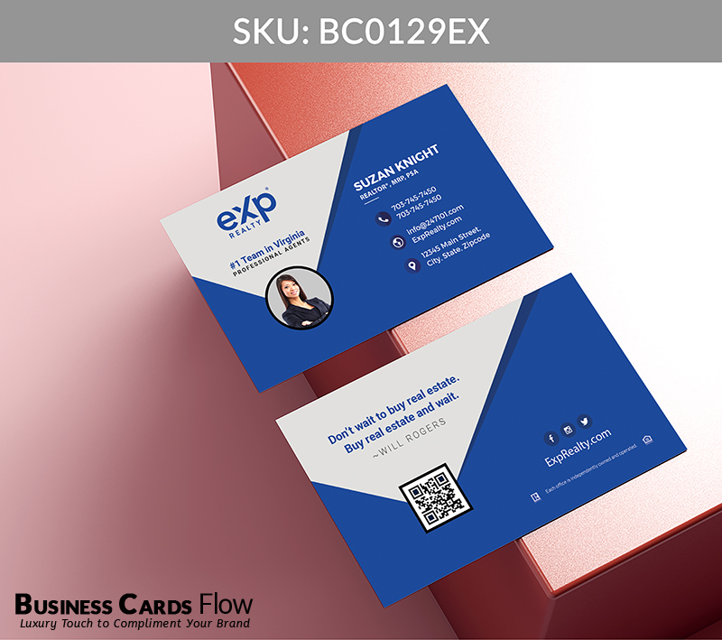 Business Cards Flow eXp Realty Business Cards BC0129EX Style 5 - Choose from premium paper stocks, shapes and sizes. Custom cards, made your way. Shop Now! Custom premium business cards ship free. eXp Realty Business Cards - BC0129EX Realtors Business Cards Flow for eXp Realty