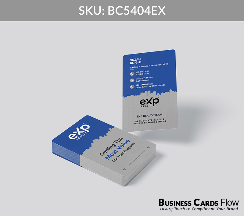 Business Cards Flow eXp Realty Business Cards BC5404EX Style 26 - Choose from premium paper stocks, shapes and sizes. Custom cards, made your way. Shop Now! Custom premium business cards ship free. eXp Realty Business Cards - BC5404EX Realtors Business Cards Flow for eXp Realty